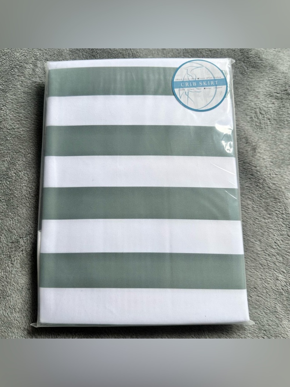 NWT Standard Crib Skirt - Gray-Green Stripes